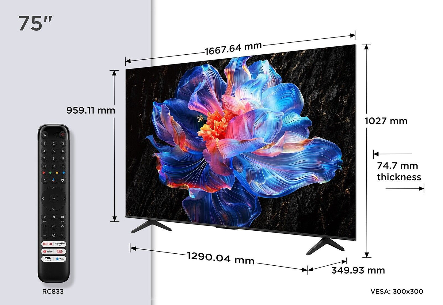 TCL 75V6C 75" Inch V6C 4K LED Smart Google TV - Free 2 Yr Warranty