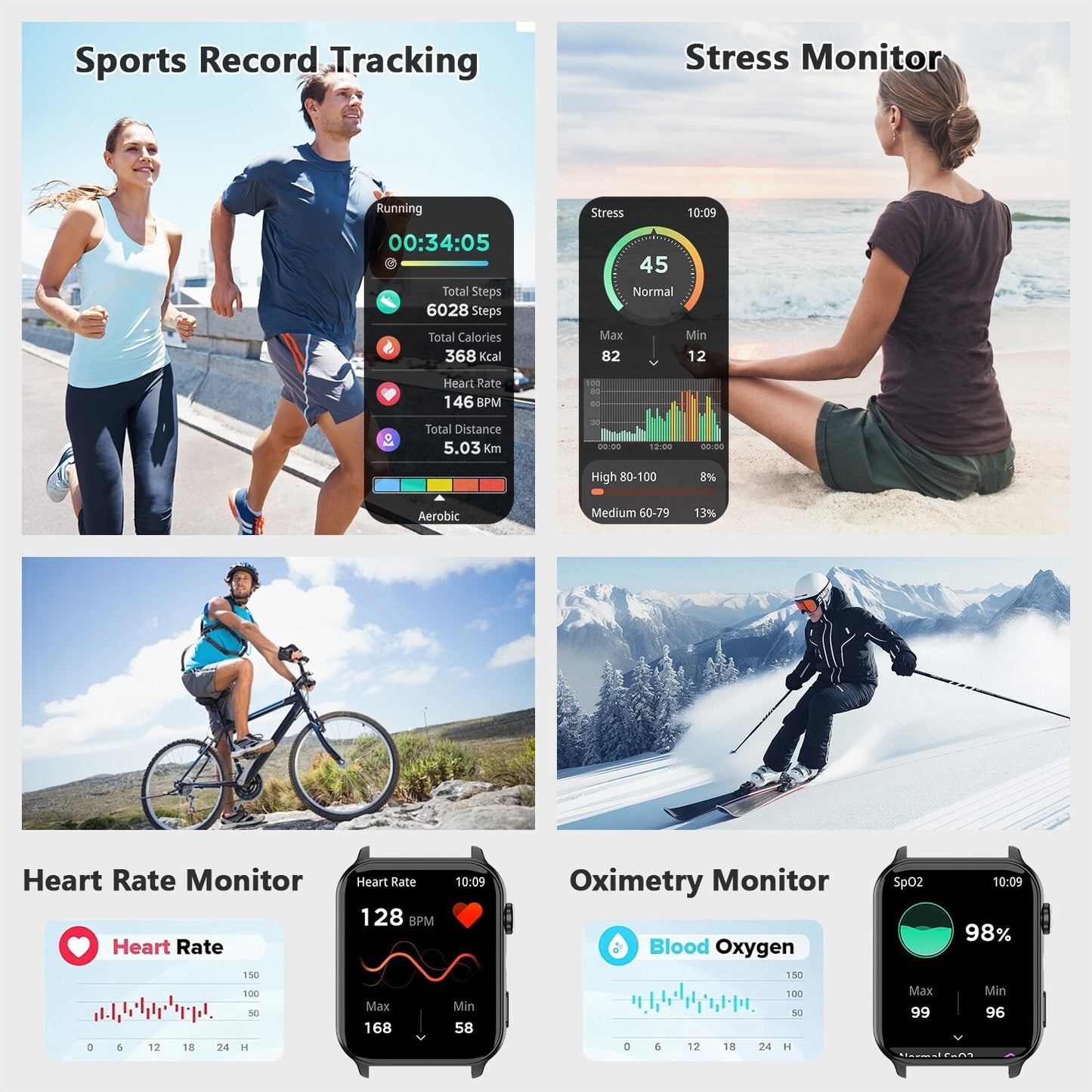 Smart Watch Bluetooth Calling Fitness Tracker Men Women LED Flashlight Watches