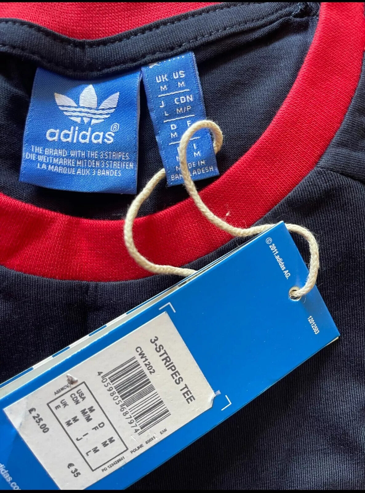 MEN'S ADIDAS ORIGINALS TEE SHORT SLEEVE CREW NECK THREE STRIPE T-SHIRT L, XL
