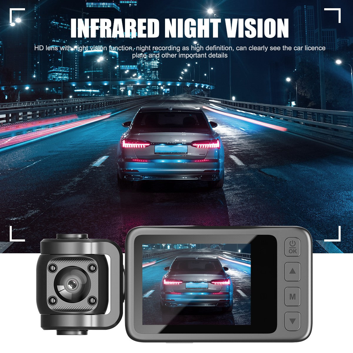 Front and Rear 4K Dash Cam View 120° Car Camera Night Vision with Built in WiFi