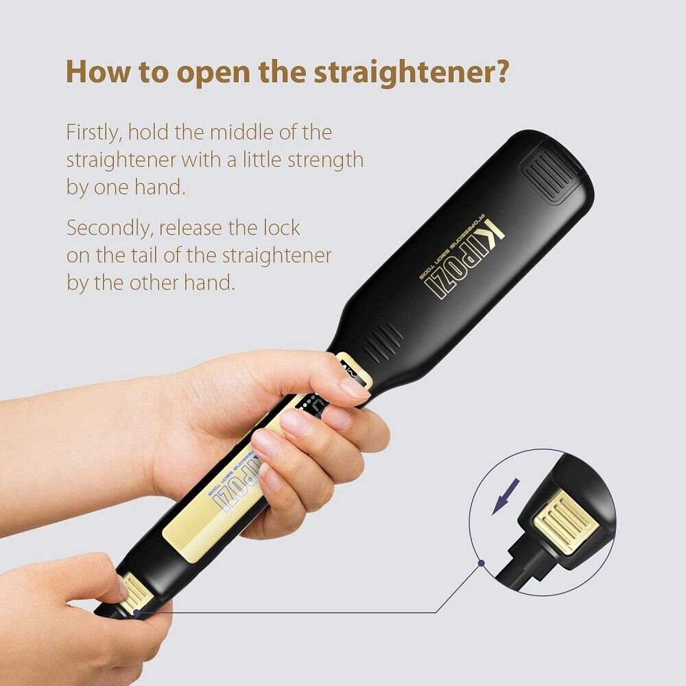 KIPOZI Professional Hair Straighteners Wide Plates Digital Display Heat up Fast