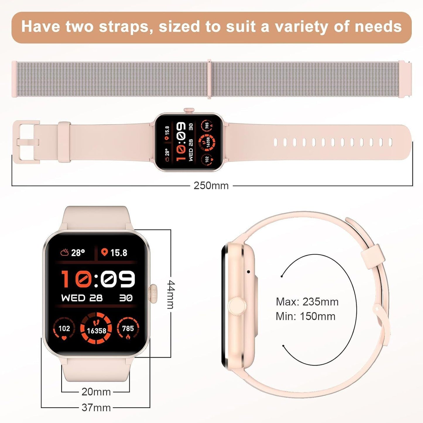 Smart Watch Men Women Fitness Tracker Blood Pressure Heart Rate Sport Watches UK