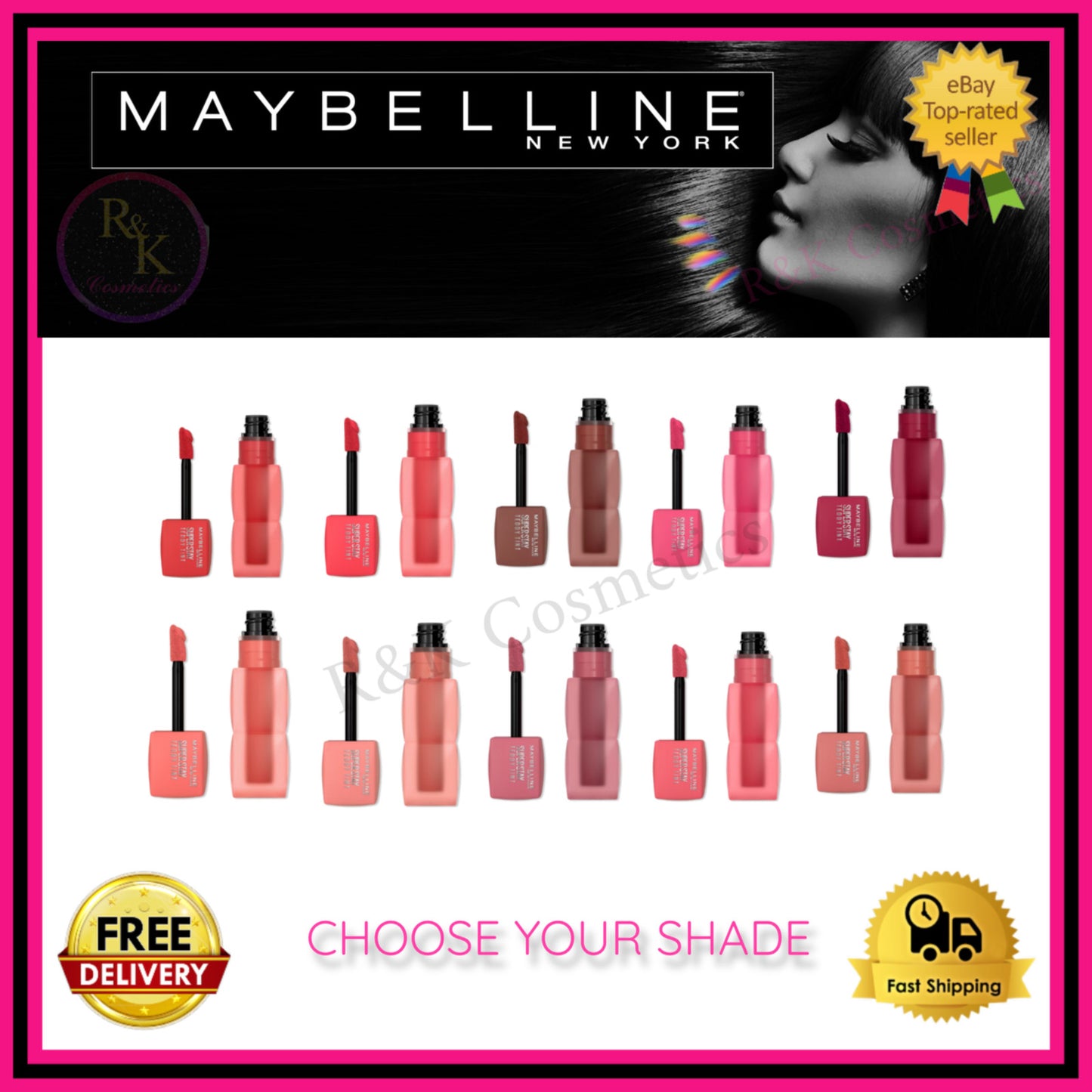 Maybelline New York Super Lip stain Stay Teddy Tint - Choose Your Shade - New -