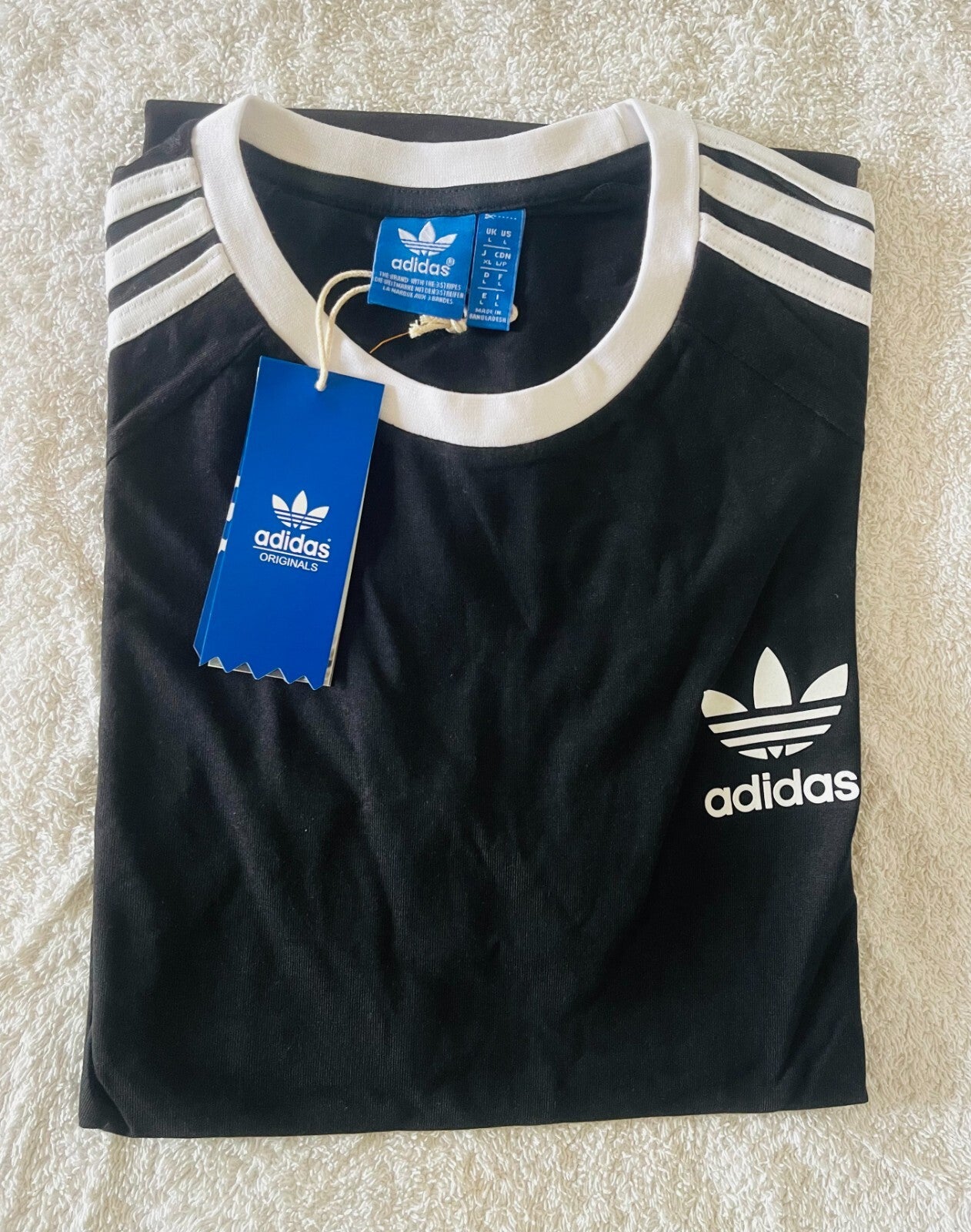 MEN'S ADIDAS ORIGINALS TEE SHORT SLEEVE CREW NECK THREE STRIPE T-SHIRT L, XL