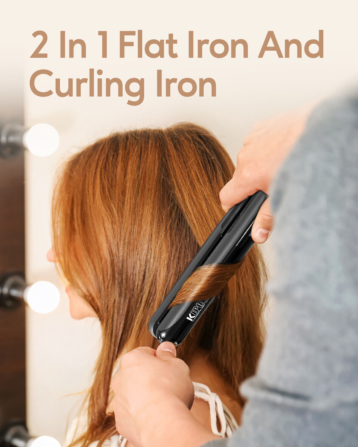 KIPOZI Pro 2 In1 Hair Straighteners Travel 230C Digital Display 30S Instant Heat