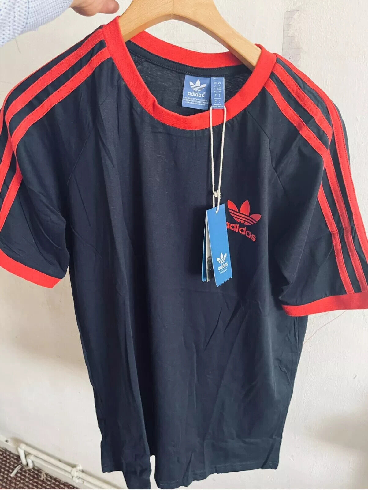 MEN'S ADIDAS ORIGINALS TEE SHORT SLEEVE CREW NECK THREE STRIPE T-SHIRT L, XL