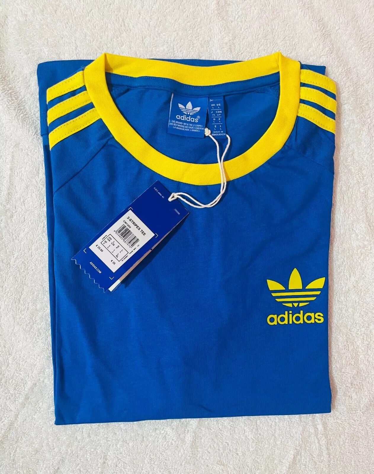 MEN'S ADIDAS ORIGINALS TEE SHORT SLEEVE CREW NECK THREE STRIPE T-SHIRT L, XL