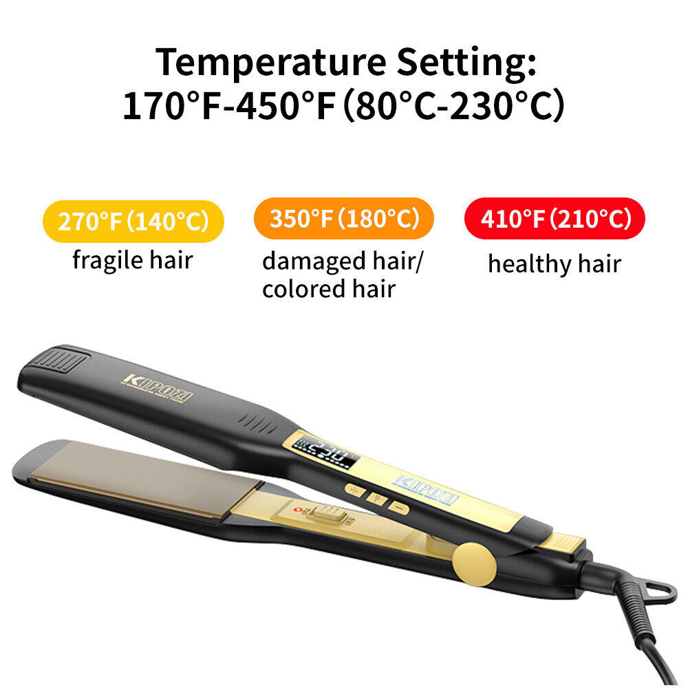 KIPOZI Professional Hair Straighteners Wide Plates Digital Display Heat up Fast