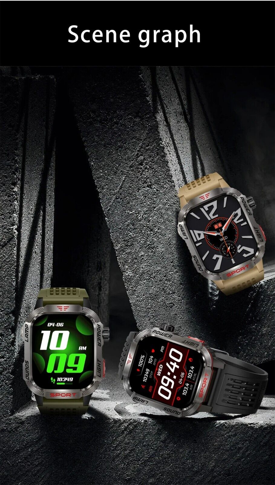 Military Rugged Smart Watch for Men with Bluetooth Call(Answer/Make Call) Gift