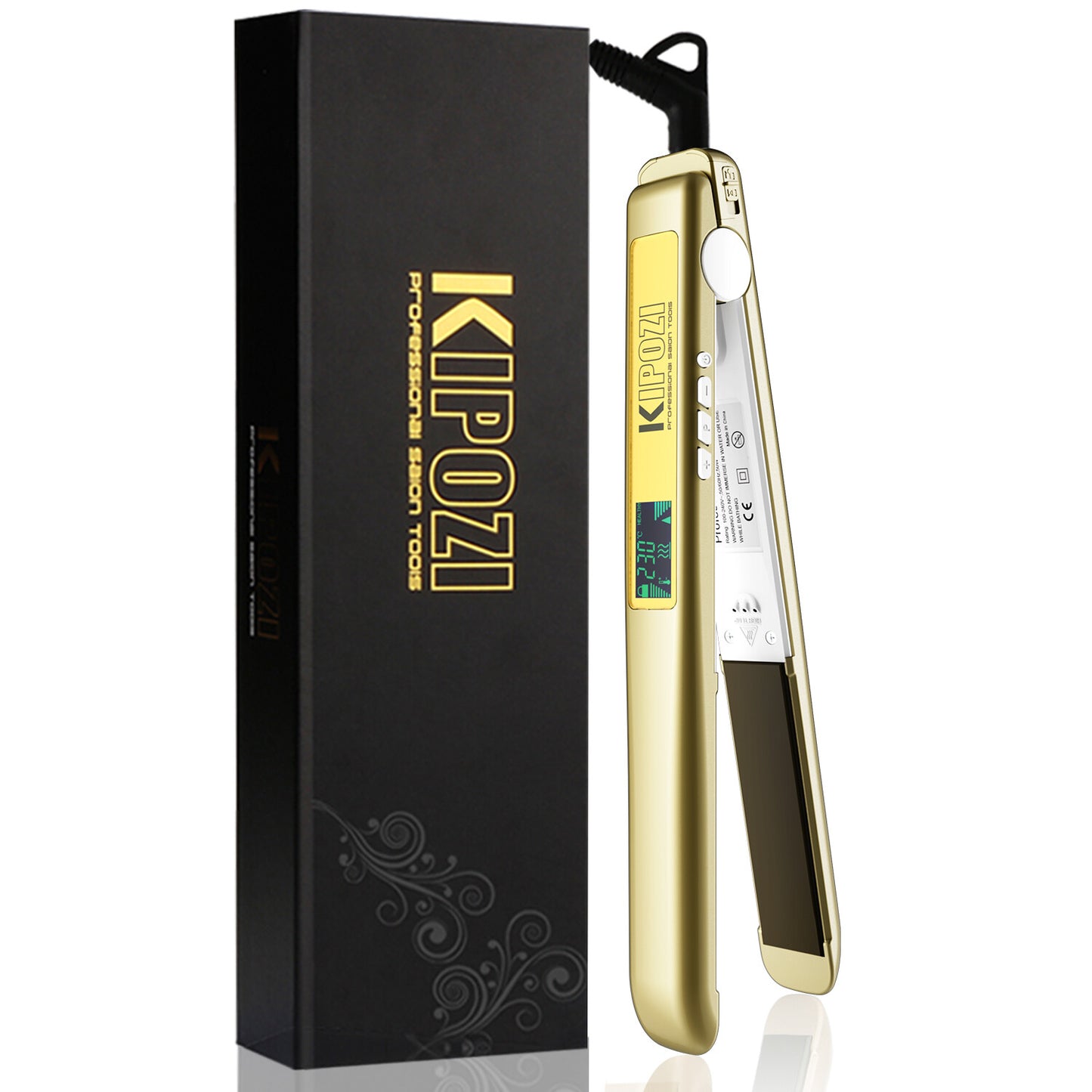 KIPOZI Pro 2 In1 Hair Straighteners Travel 230C Digital Display 30S Instant Heat