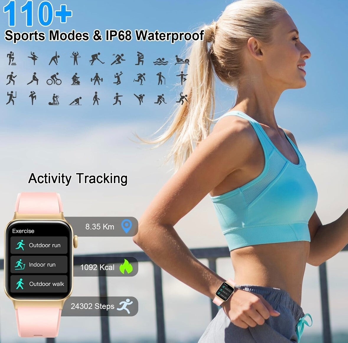 Smart Watch for Men Women Answer/Make Calls, 1.85" Touch Screen