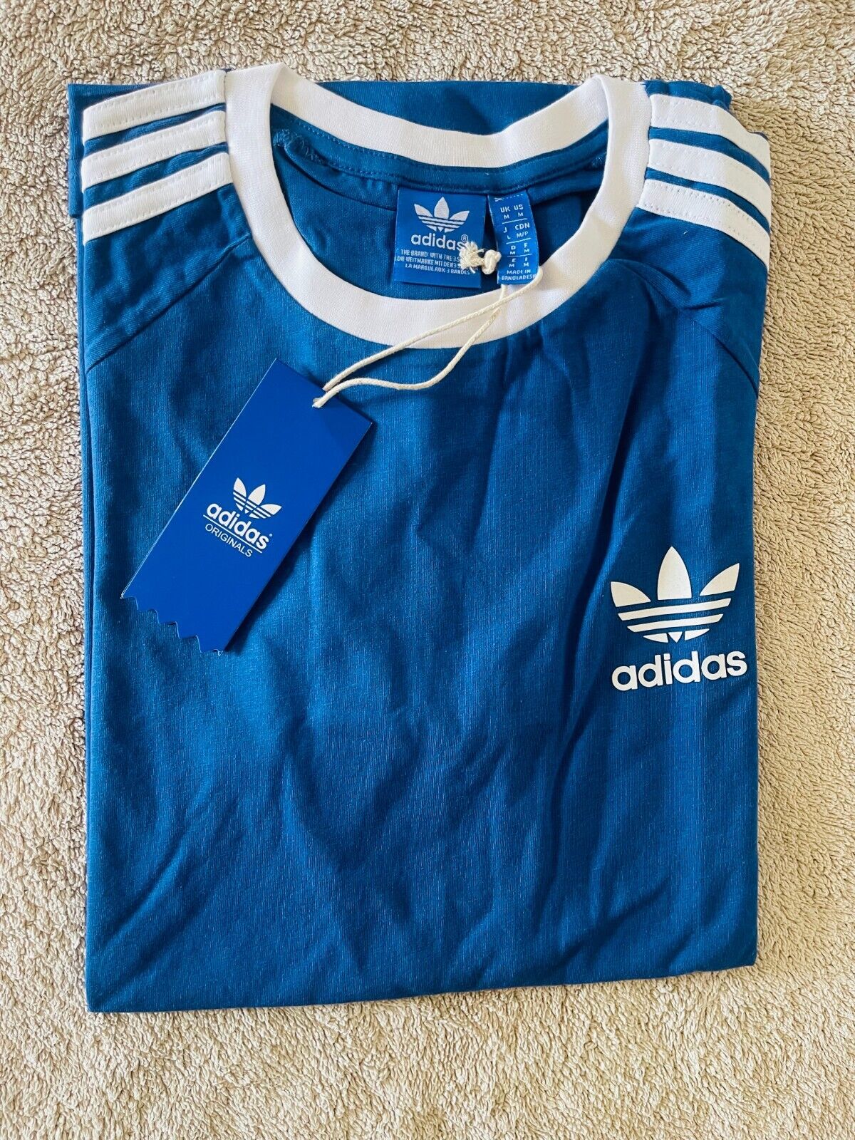 MEN'S ADIDAS ORIGINALS TEE SHORT SLEEVE CREW NECK THREE STRIPE T-SHIRT L, XL