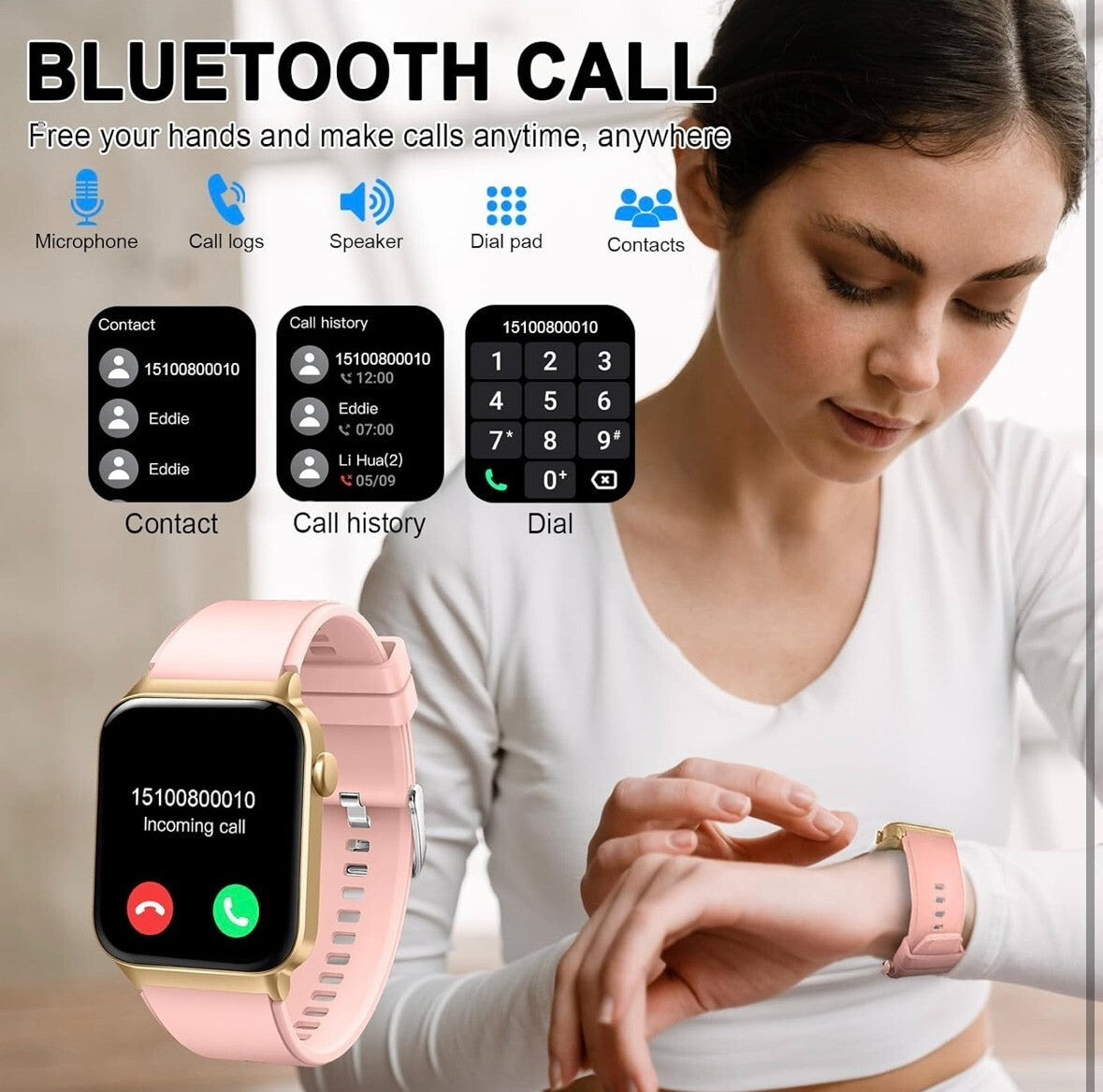 Smart Watch for Men Women Answer/Make Calls, 1.85" Touch Screen