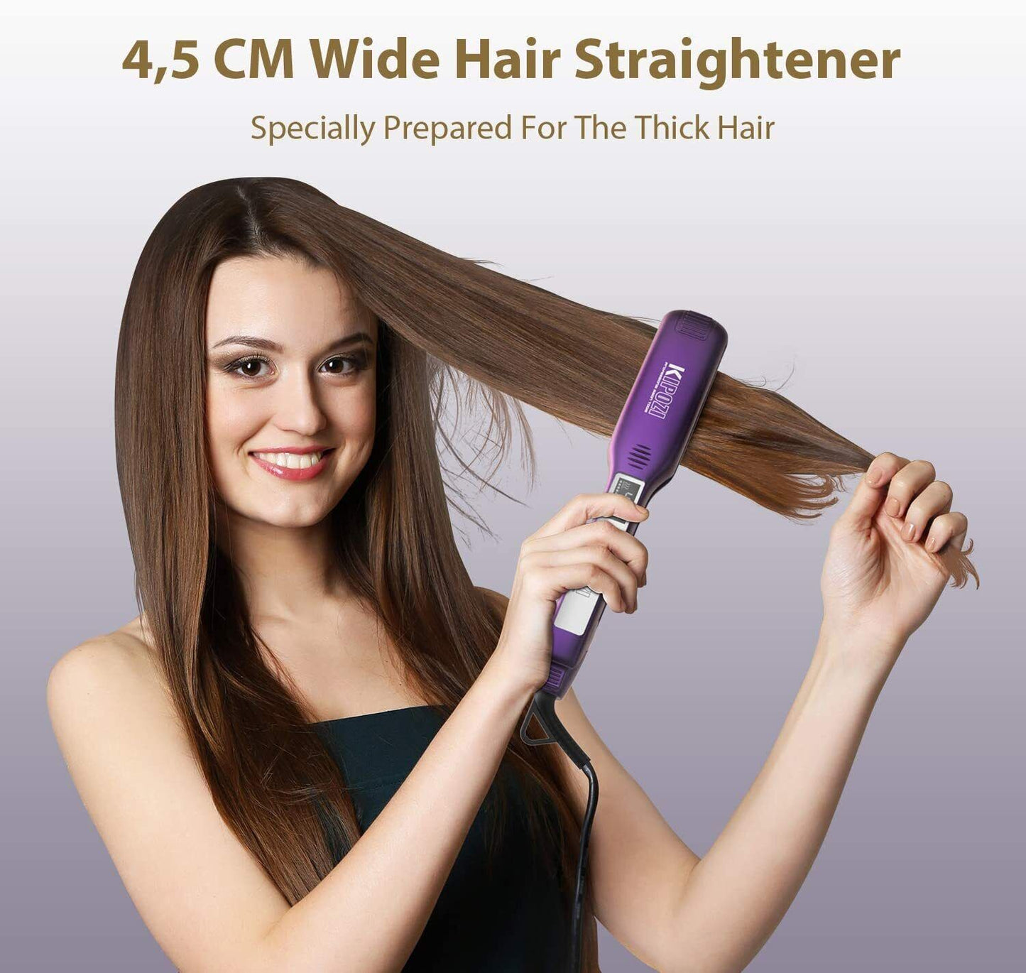 KIPOZI Professional Hair Straighteners Wide Plates Digital Display Heat up Fast