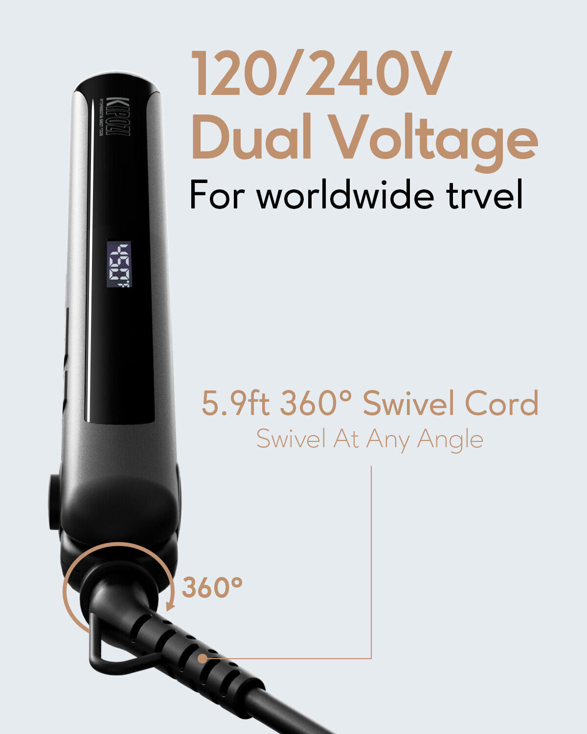 KIPOZI Professional Hair Straighteners Wide Plates Digital Display Heat up Fast