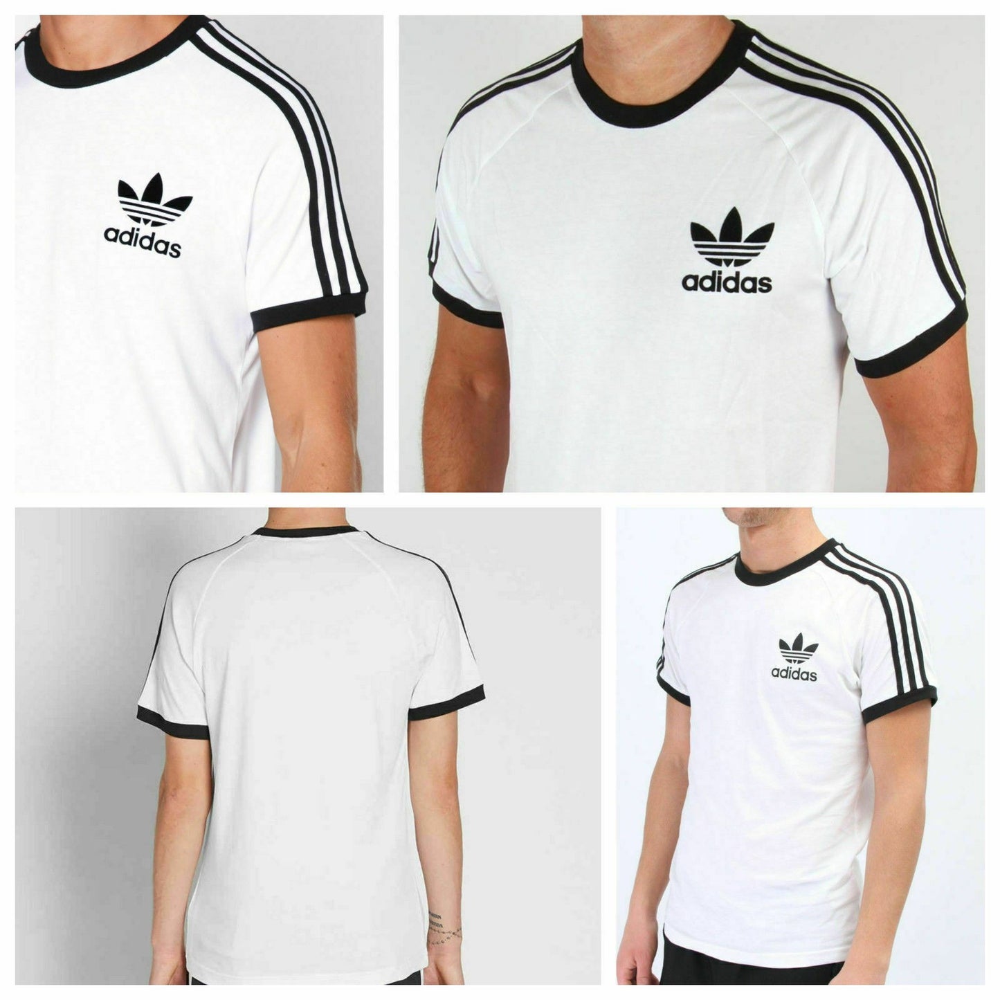 MEN'S ADIDAS ORIGINALS TEE SHORT SLEEVE CREW NECK THREE STRIPE T-SHIRT L, XL