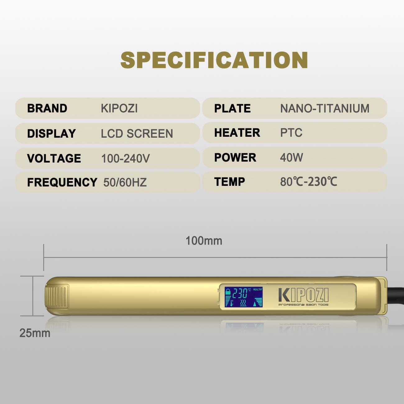 KIPOZI Professional Hair Straighteners Wide Plates Digital Display Heat up Fast