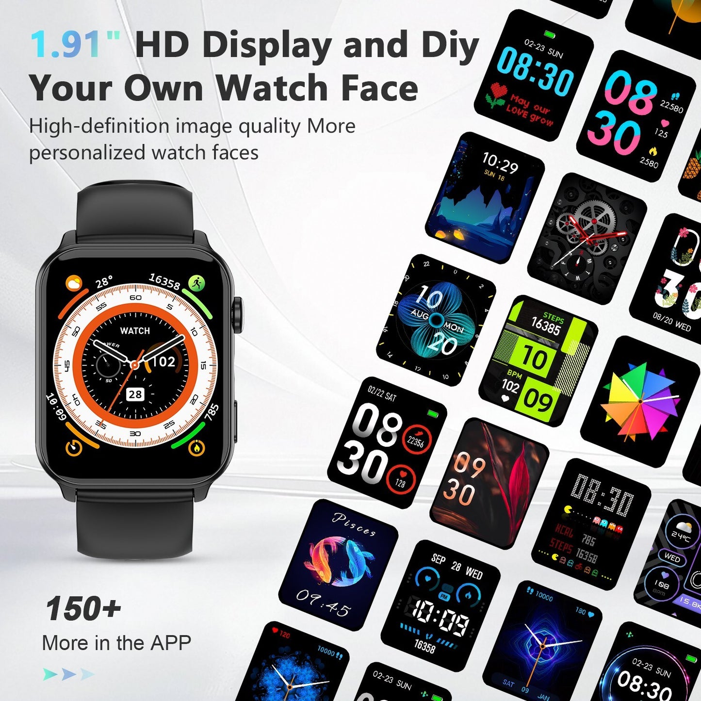 Smart Watch Bluetooth Calling Fitness Tracker Men Women LED Flashlight Watches