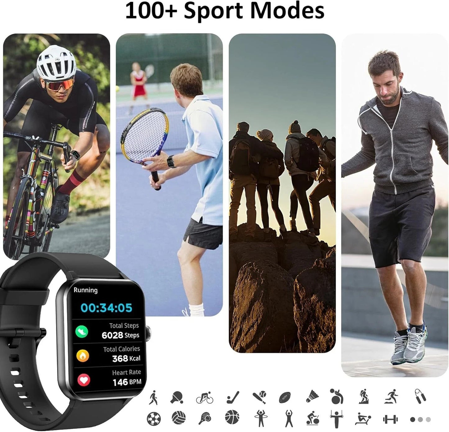 Smart Watch Men Women Fitness Tracker Blood Pressure Heart Rate Sport Watches UK