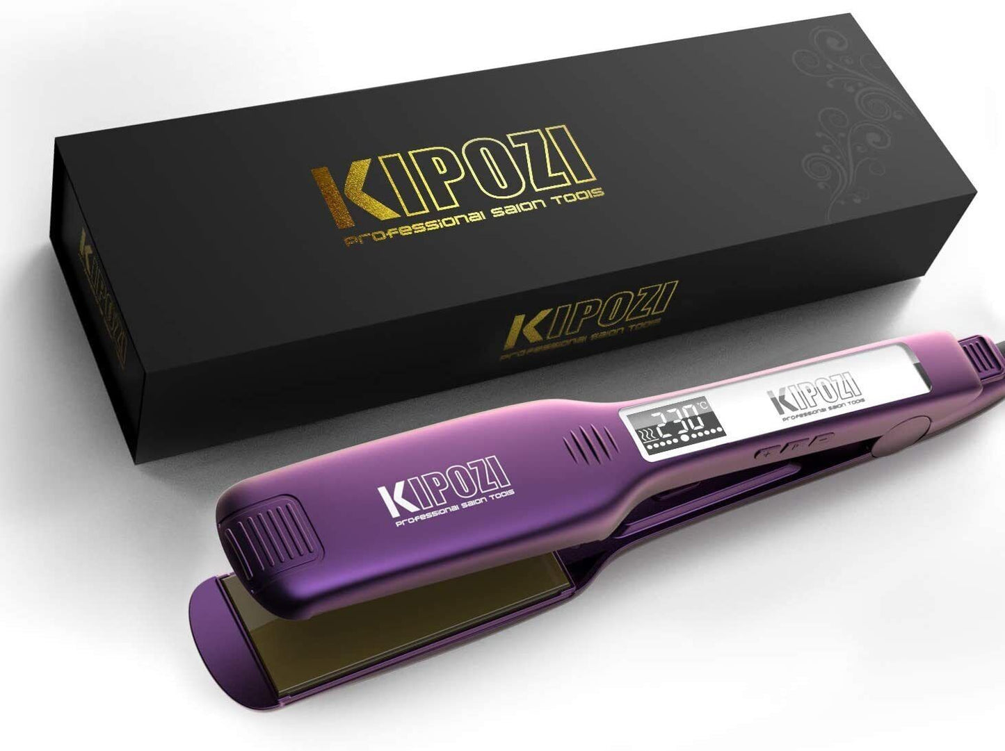 KIPOZI Professional Hair Straighteners Wide Plates Digital Display Heat up Fast