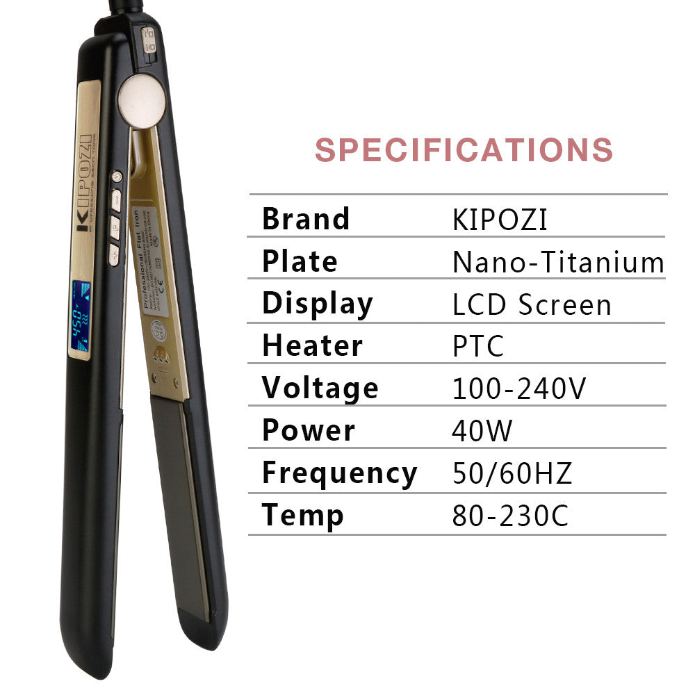 KIPOZI Professional Hair Straighteners Wide Plates Digital Display Heat up Fast