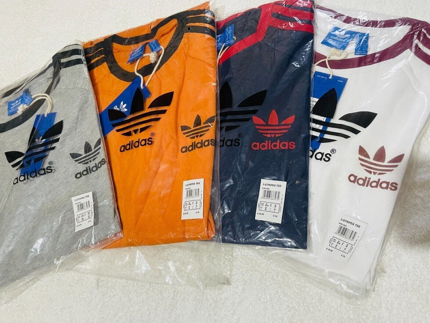 MEN'S ADIDAS ORIGINALS TEE SHORT SLEEVE CREW NECK THREE STRIPE T-SHIRT L, XL