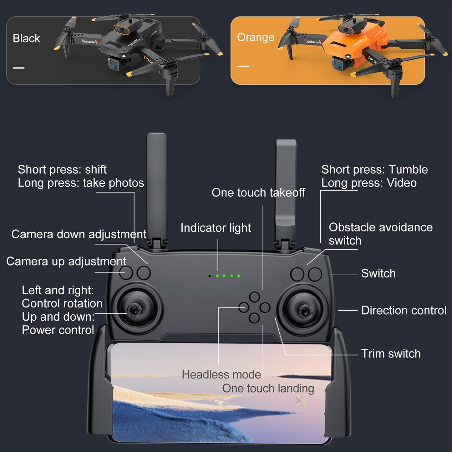8K HD Drone Dual Camera WIFI FPV Foldable Selfie RC Quadcopter With 3 Batteries