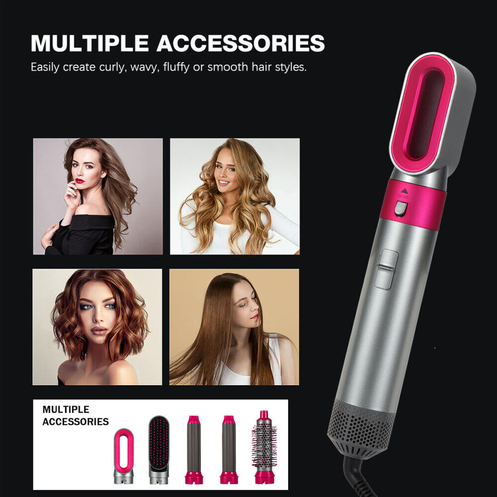 5 in 1 Professional Air Wrap Hair Styler Curler Straightner Hot Air Brush Hot UK