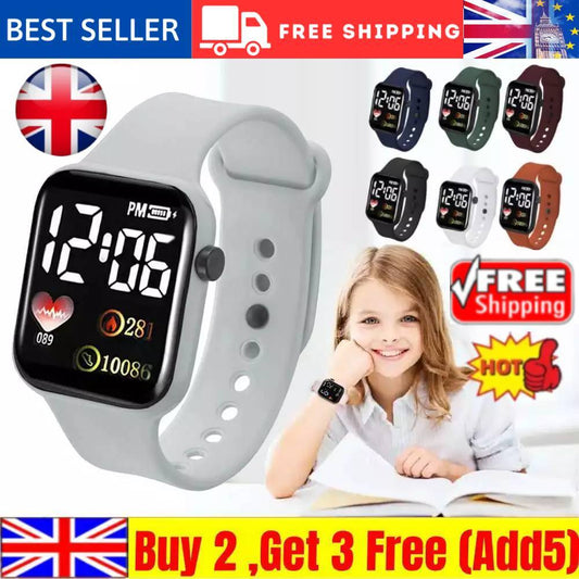 Digital Watch Waterproof Kids Watch For Children Boys Girls LED Wrist Watch~UK