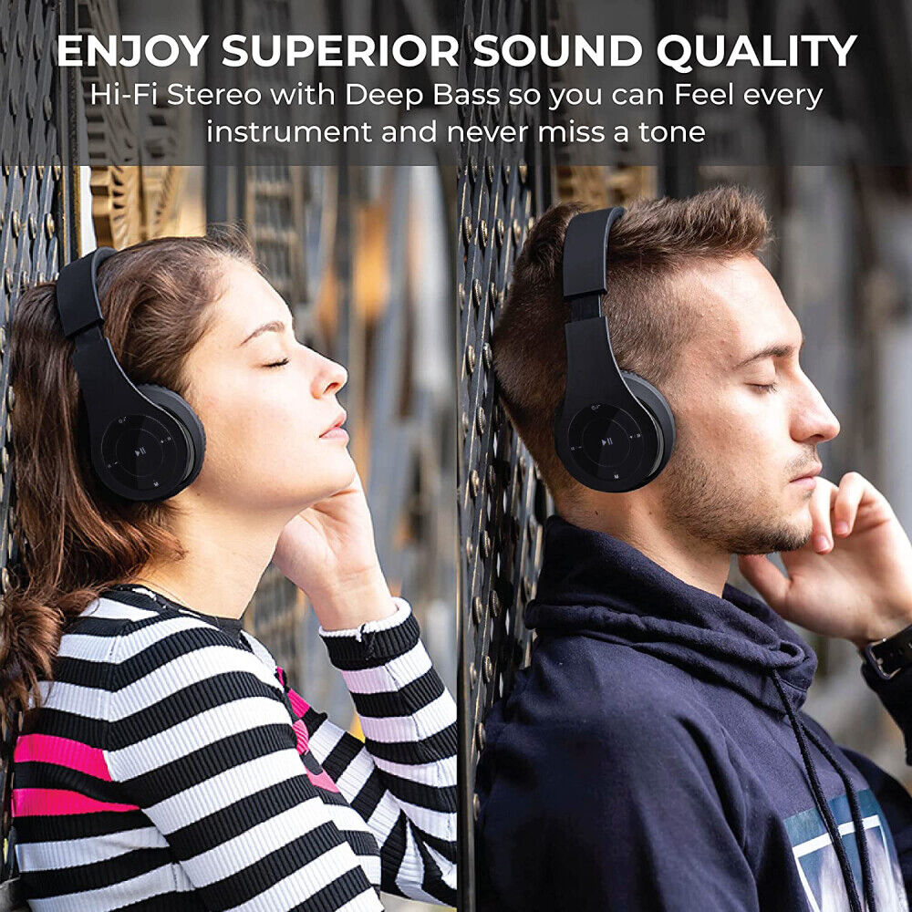 Wireless Bluetooth Headphones with Noise Cancelling Over-Ear Earphones 5.1 NEW*