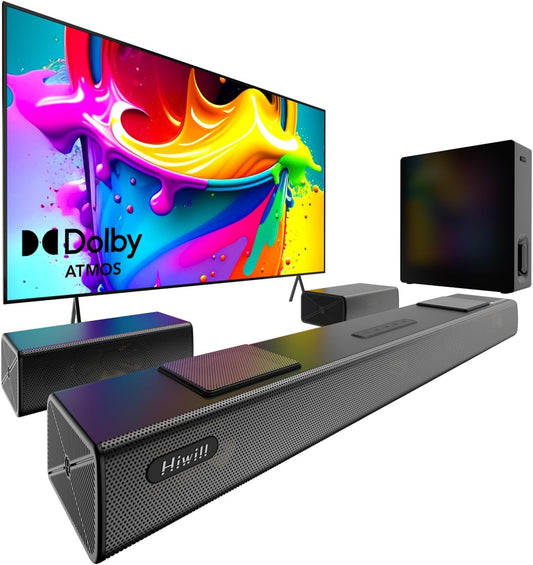 Hiwill 5.1.2CH Dolby Atmos Soundbar, Home Theater Surround Sound System.