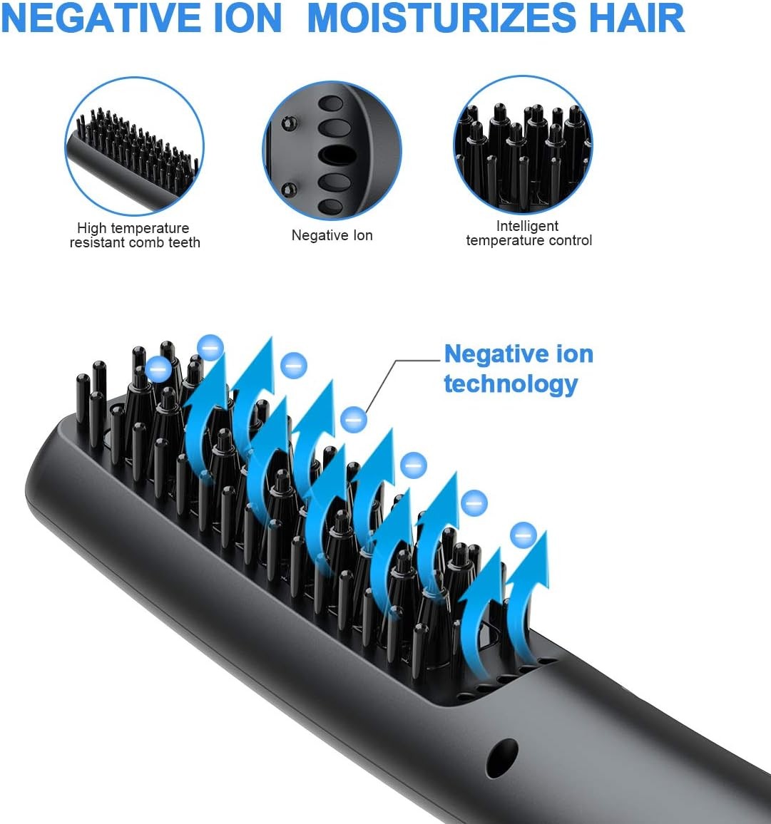 Lidasen Beard Straightener Combs for Men, Multifunctional Ionic Hair Beard Stra